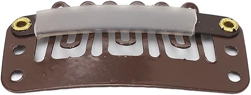 Miniatura 6 de 100 clips de peluca de 6 dientes, 1.3 in en forma de U, pinzas de presión con abrazadera firme marrón oscuro para fijación de sombreros