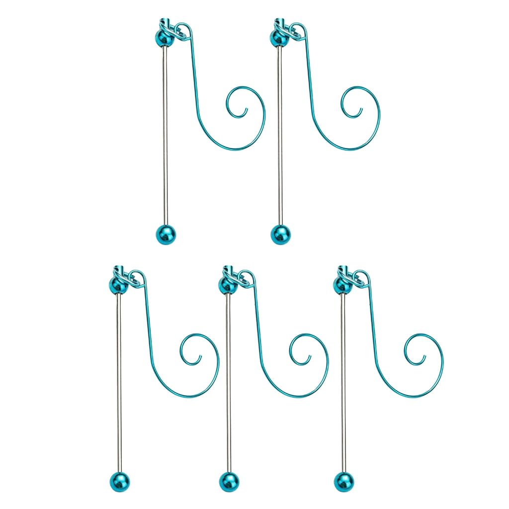 Xinsheinelry 5 Pieces Colorful Metal Hanging Hooks for Christmas Ornament and Craft Projects Beadable Hangers Jewelry Accessories