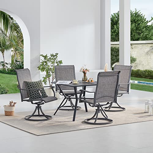 Vicllax Patio Swivel Dining Chairs Set Of 2 Outdoor Chairs With Armrest, Textilene Fabric Outdoor Patio Chair, Dark Grey #TOP1