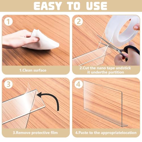 NINGYER 12 Stück Regaltrenner, Regaltrenner Bücher 20 x 12 cm Regaltrenner, Kleiderschrank Regalteiler für Schlafzimmer Küche Kleiderschrank (Transparent)