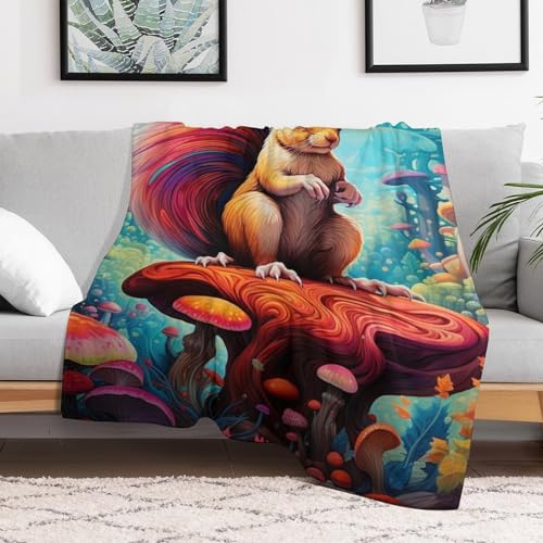 Couverture écureuil 3D plaid polaire flannel lit sofa