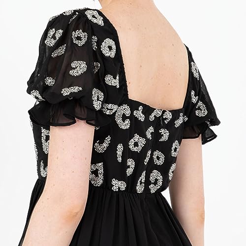 Robe de soirée Lovedrobe col carré et manches bouffantes à détails sequins - 5