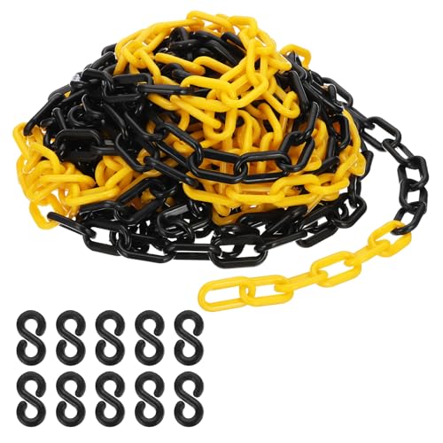 PATIKIL Yellow/Black Plastic Chain, 39 ft 6mm Safety Barrier Chain for Crowd Control, Queue Line, Parking, Fence, Gate, Concert, Construction Site and Decoration