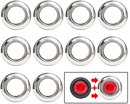 10 Pcs TMH 3/4 Inch Stainless Chrome Bezel Cover LED Clearance Markers, side marker lights, led marker lights, led side marker lights, led trailer marker lights
