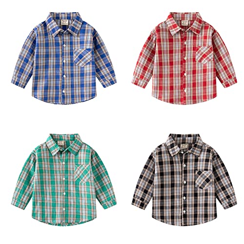 Toddler Boys Button Down Plaid Shirt Jacket Long Sleeve Fashion Tops Stylish Warm Outerwear Casual Dress Shirts Coat3