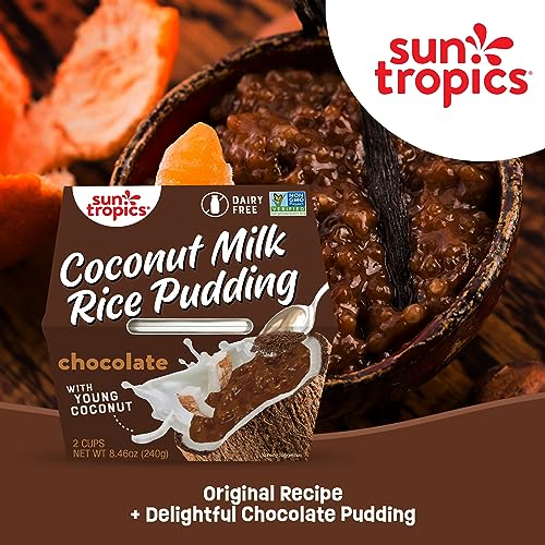 Sun Tropics Coconut Milk Rice Pudding Snack, Chocolate | Vegan Pudding, Dairy Free Pudding Snacks | Gluten Free, Low Sugar, Non-GMO | Ready-to-Eat Pudding Cups 8.46 Oz (Pack of 6)