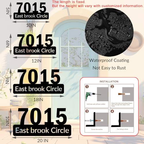 Image of Personalized House Number Custom Metal Address House Numbers Modern House Number Sign for Outside