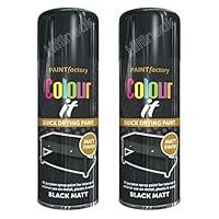 HitlineUK Spray Paint - 400ML Black MATT Paint DIY Wood Paint Plastic Paint Metal Black Spray Paint (2 CANS)