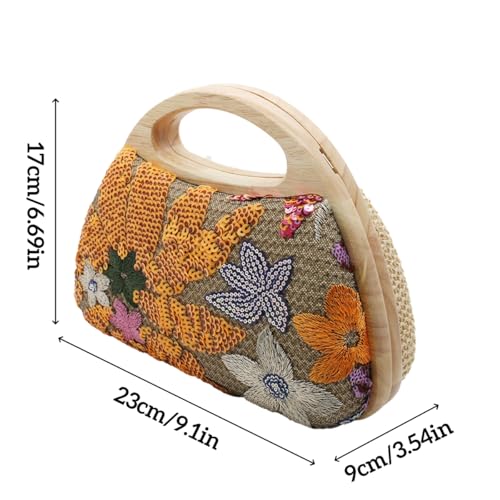 Image of UMREN Straw Clutch Handbags Women Beach Crossbody Hand-woven Summer Purse Wallet Top handle Evening Bag for Wedding Party