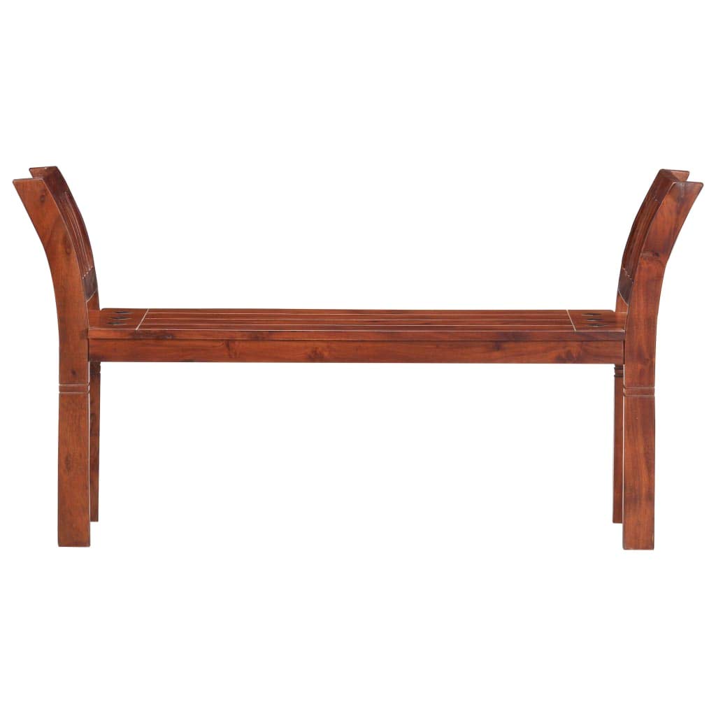 Générique Ławka 111 cm lite drewno akacjowe orzech włoski | Eleganckie, zakrzywione podłokietniki, łatwe w montażu, do przedpokoju, kuchni, jadalni