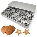 Plätzchen Ausstecher 30 Stück,Kleine Keksausstecher aus Edelstahl,Ausstechformen Set,Geometrische Keksformen,Formen zum Ausschneiden von Teig, Tortenkruste und Obst,Mit Aufbewahrungsbox