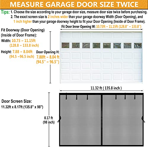 Image of Magnetic Garage Door Screen 11x8ft for 1 Car, Doors Durable Fiberglass Heavy Duty Mesh Magnetic Net, Pets Friendly Retractable for Carport Garage Patio Porch (Black, 11x8ft)
