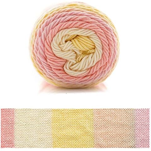 Gbrand 1 Roll Rainbow Cotton Wool Crochet Yarn Multi-Colored Knitting Yarn for Knitting Sofa Cushion (16 Multi-Colored) Cover