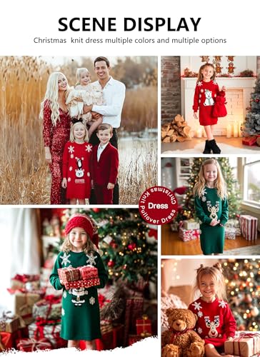 Girls Winter Long Sleeve Holiday Christmas Knit Pullover Sweater Dress2