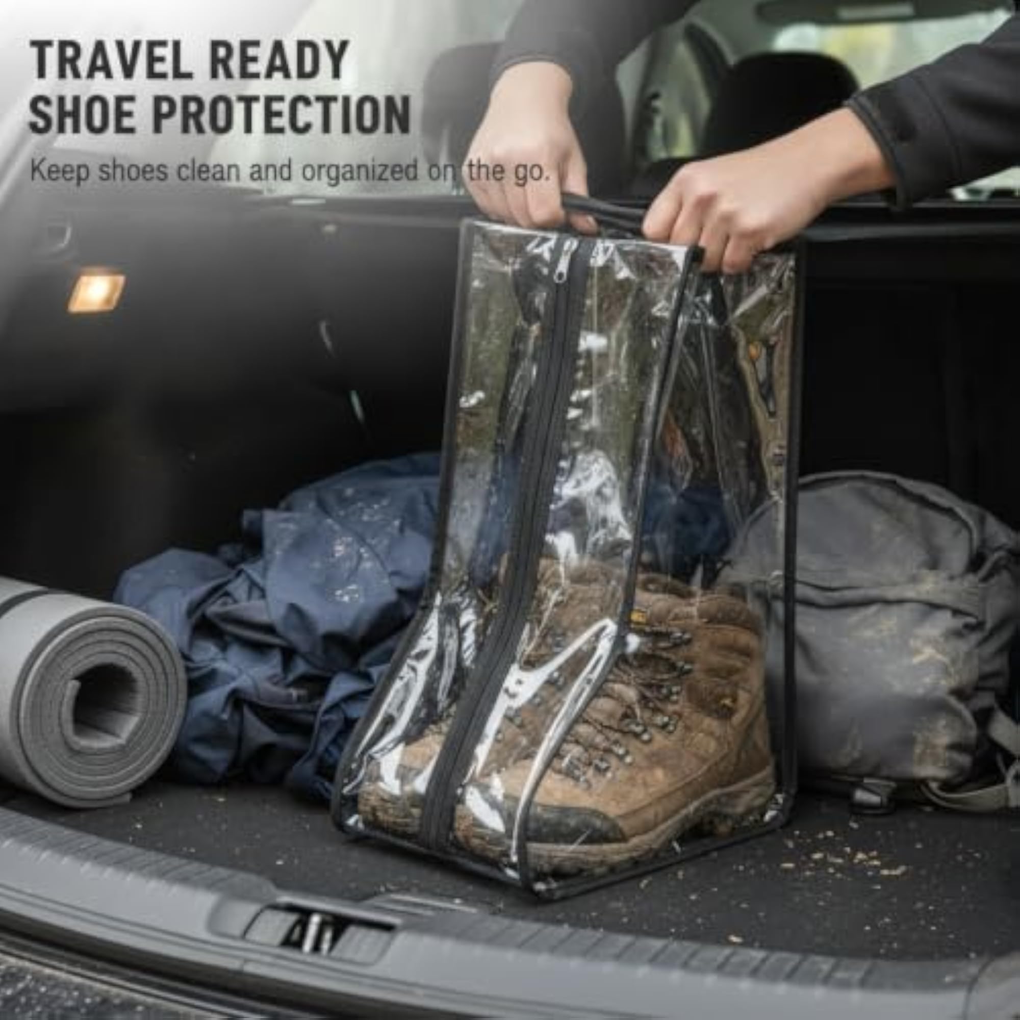 PVC Waterproof Transparent Shoe Storage Bag with Zipper, Large
