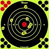 Highwild 8X8 Inch Splatter Adhesive Bullseye Fluorescent Yellow Shooting Target Stickers - Suitable for Handguns, Rifles, BB Guns, Airsoft, Pellet Guns - 25Pack