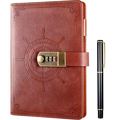 Kesote Journal with Lock, Vintage Faux Leather Lock Diary Notebook...