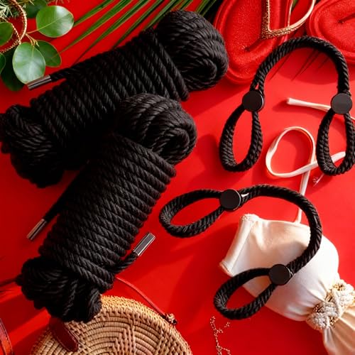 Image of Tisancy 4 Pcs Multifunctional Craft Cord Kit with 2 Soft Silk Macrame Cords and 2 Adjustable Nylon Rope, 32.81 ft Twisted Trim Cord for DIY Crafts and Home Decoration(Black)