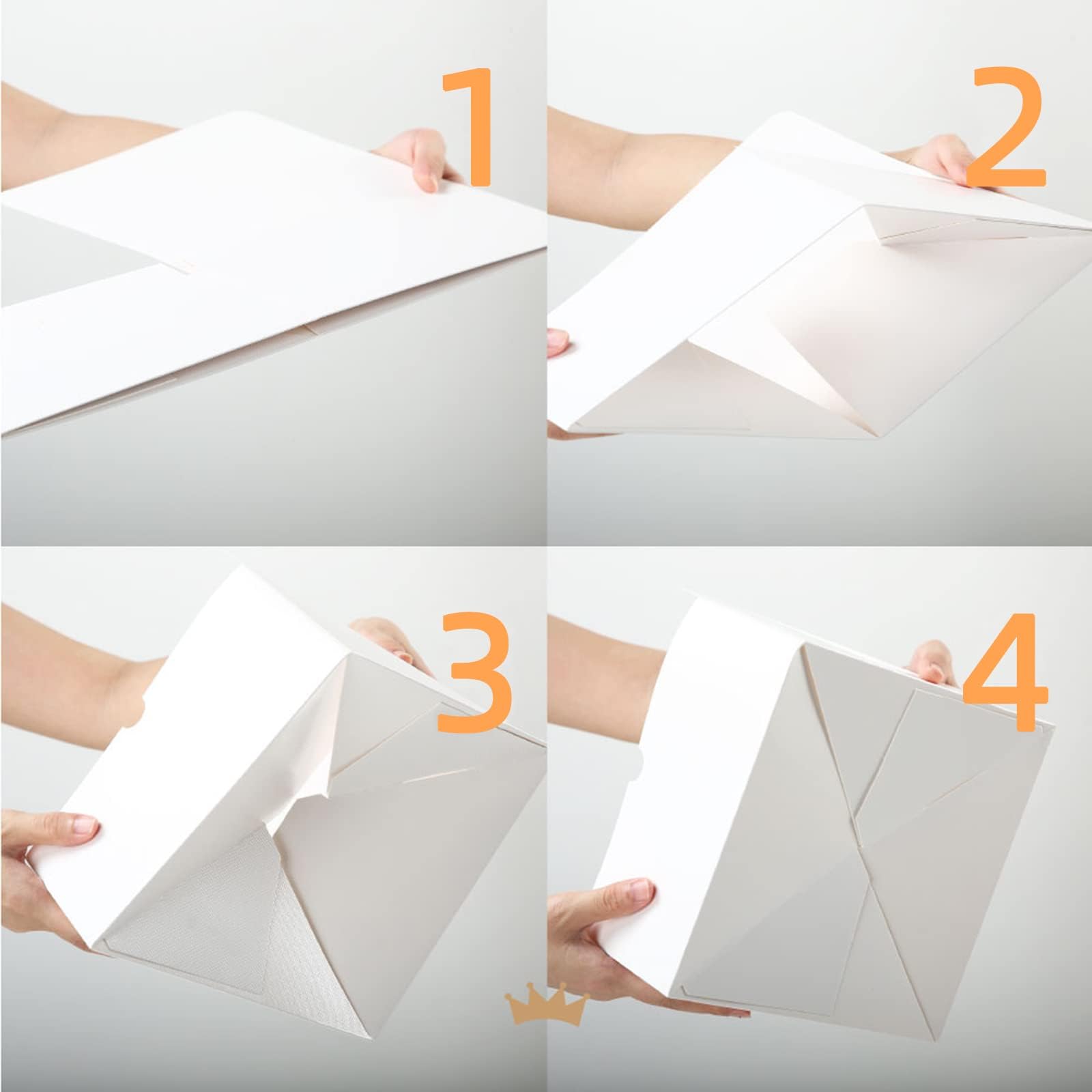 PACKQUEEN 10 Geschenkboxen 20.3x20.3x10.2 cm, Geschenkboxen mit Deckel, Boxen für Geschenke, Brautjungfer, Antragsboxen, weiße Geschenkboxen für leichte Geschenke, Basteln (glänzendes Weiß, Maserung)