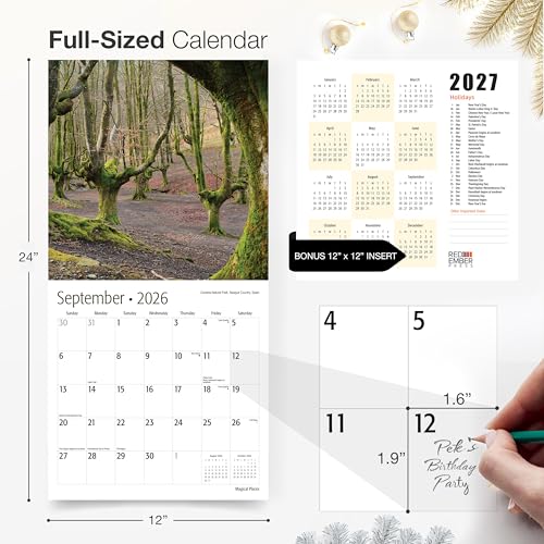 Image of RED EMBER Magical Places 2026 Wall Calendar 12 Month | 12 inch x 24 inch Open | Thick & Sturdy Paper | Giftable | Nature Calendar 2026