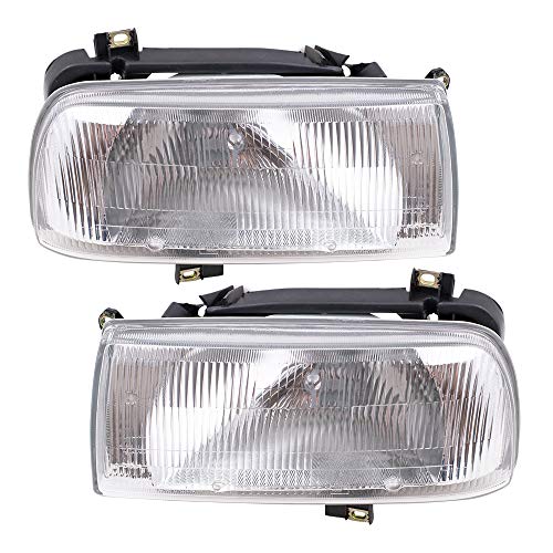 Brock Replacement Driver and Passenger Side Headlight Assemblies with Single Bulb Compatible with 1993-1998 A3 1999 A4