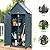 Outdoor Storage Shed with Floor & Adjustable Shelves, Wooden Garden Tool Cabinet Weatherproof, 71" Vertical Patio Organizer