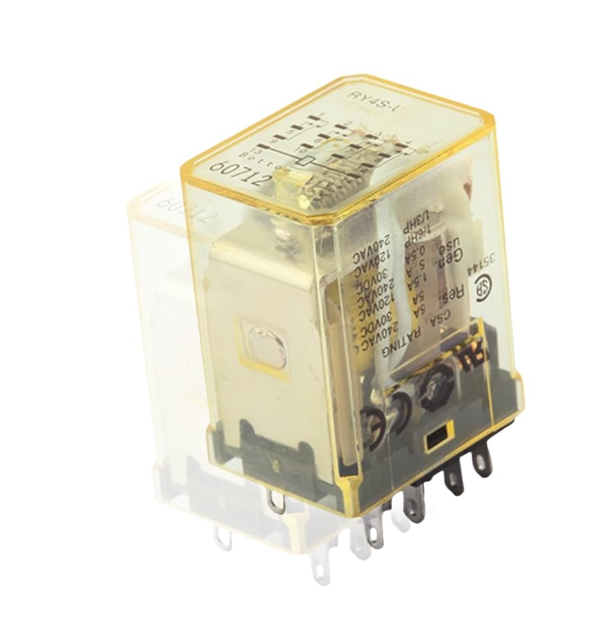 Lszewg 1piece RY4S-U AC24V Power Relay (Automatic, Normally Open, Screw Terminals, Through Hole, DIN Rail Mount)