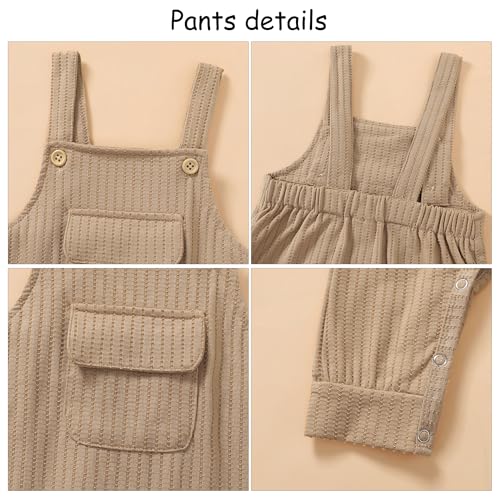 Image of CARETOO Baby Boy Clothes Suit Infant Gentleman Boy Outfits Dress Shirt /Bowtie /Suspender Pants Set 0-18 Months