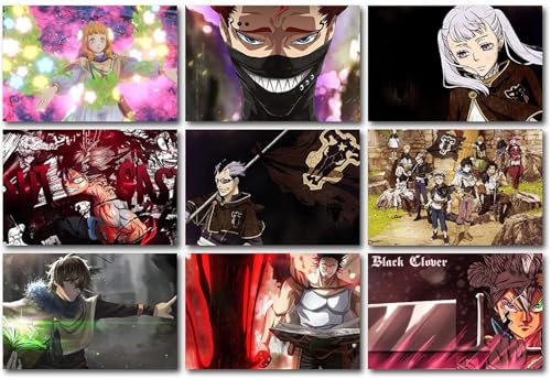 Image of ATEVON Black Clover Anime Poster Set - Pack of 18 Wall Collage Prints (6x4 Inch) Featuring Asta, Yami, Noelle & Yuno - Aesthetic Wall Decor for Anime Fans