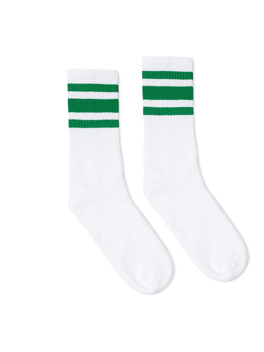 SOCCO Made in USA Crew White with Green Stripes