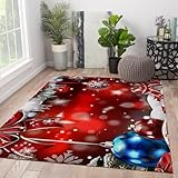 WEECHAINGE Alfombras Rojas Navidad 100x150cm Alfombra Blanda Lavable Antideslizante para salón Moderna Campana ensueño Dormitorio alfombras Suelo decoración navideña