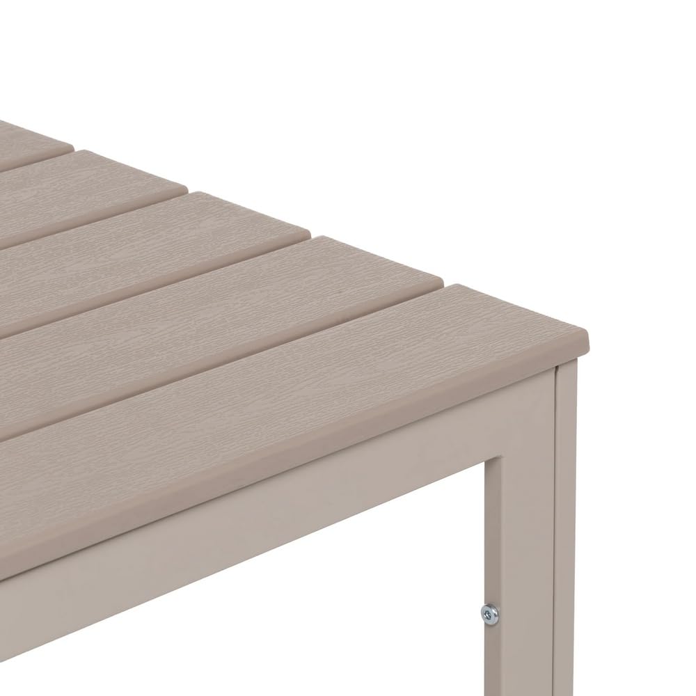 Brigros Tavolo da Giardino in Resina HDPE con Struttura in Metallo Verniciato a Polvere Top Anti UV per Esterno Terrazzo Balcone 78x78x74 cm Tortora