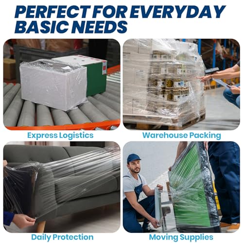 Image of ADHES Heavy Duty Shrink Wrap Roll, 15 Inch x 1000 Feet, 2-Pack Stretch Wrap Stretch Film, 60 Gauge Industrial Strength Plastic Moving Wrap for Pallet Wrap, Furniture Wrapping Moving & Protection