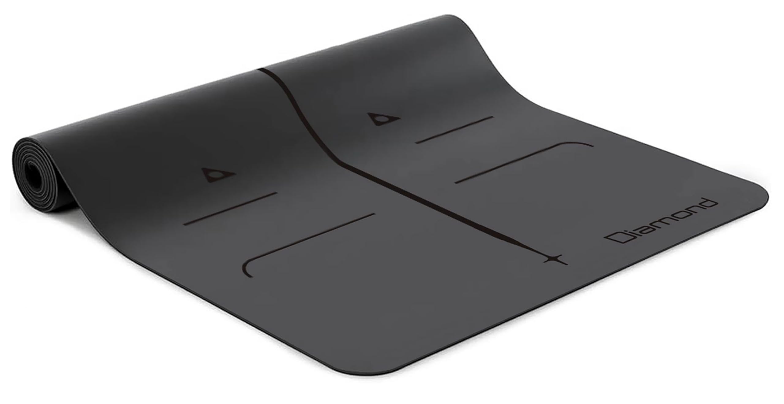 Diamond【Tappetino Yoga & Fitness PU-Grip 183x68 cm】Materassino Antiscivolo 5 mm Stuoia Pilates, Yoga Mat Professionale con Indicatori Allineamento Laser, Eco-Friendly, Antibatterico, Home Gym & Studio