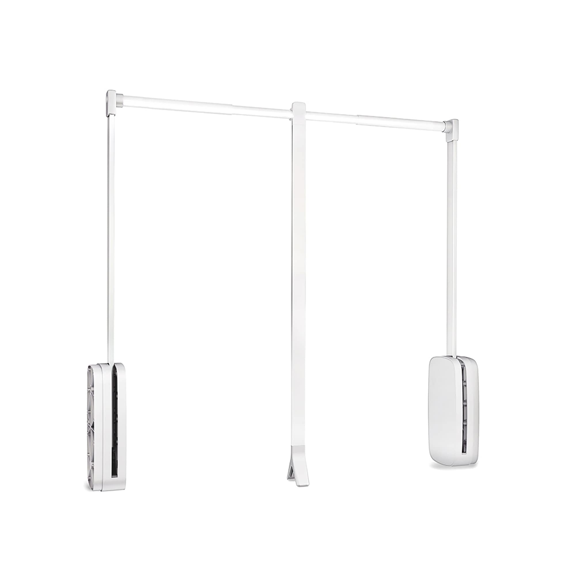 Emuca hanging, pull down wardrobe rail lift, adjustable width 830-1150mm, white colour, Steel and plastic