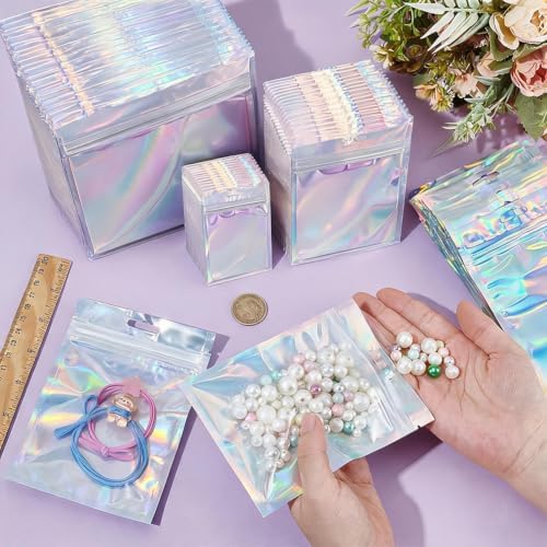 CREATCABIN 300Pcs 3 Sizes Mylar Holographic Resealable Bags Smell Proof Bag — 사진 3