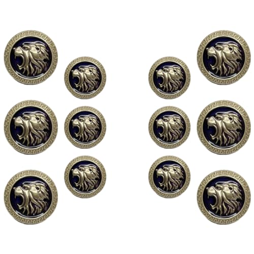 Image of Abs Golden 3D Lion Head Shank Button Embedded Enameled Lucite Round Abs Button for Blazer Suits Coat Bandhgala DIY Art & Crafts (Pack of 12 (Small + Big), Purple Lucite)