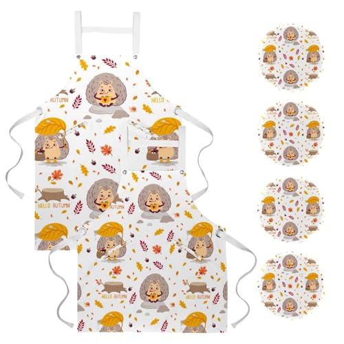 Tablier de cuisine pour service en restaurant et bistrot avec motif hérisson mignon