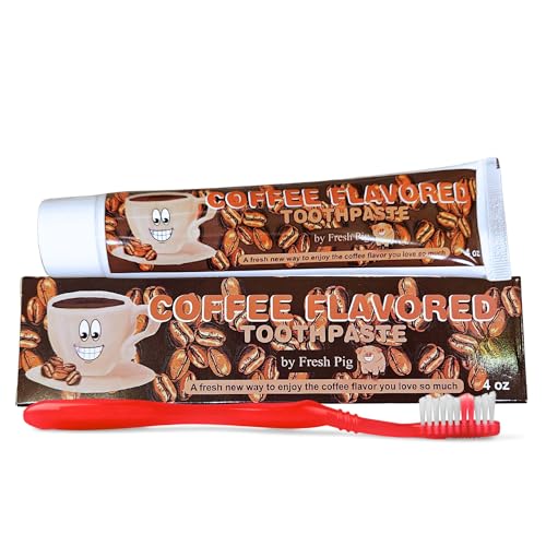 Fresh Pig Coffee Flavored Toothpaste - Coffee Lovers Gift Ideas White Elephant Gifts for Adults Under 10 Fluoride Free Toothpaste for Women or Men Birthday or Christmas