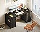 Coleshome Schreibtisch mit 8 Stoff Schubladen, 120x48cm Schreibtisch mit Stauraum Computertisch mit Kopfhörer, Bürotisch PC Tisch Officetisch für Büro, Wohnzimmer, Home Office, Schwarz