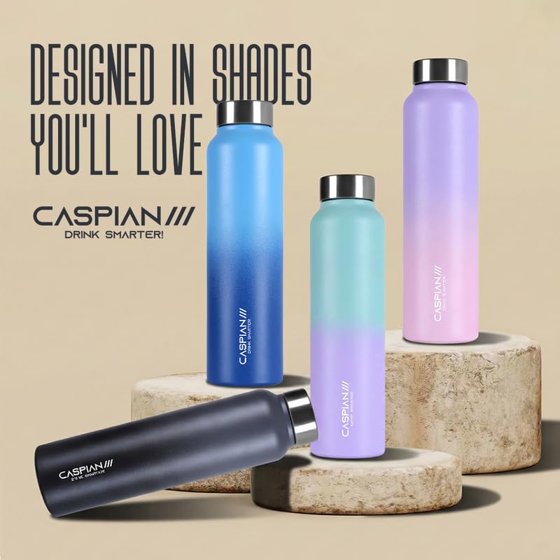 Image of Caspian Astra Customised Stainless Steel Water Bottle 1L, Bloom with Logo Print - Personalised Water Bottle with Your Name Print for Kids Boys Girls School Office Gym- Perfect for Corporate Gifting