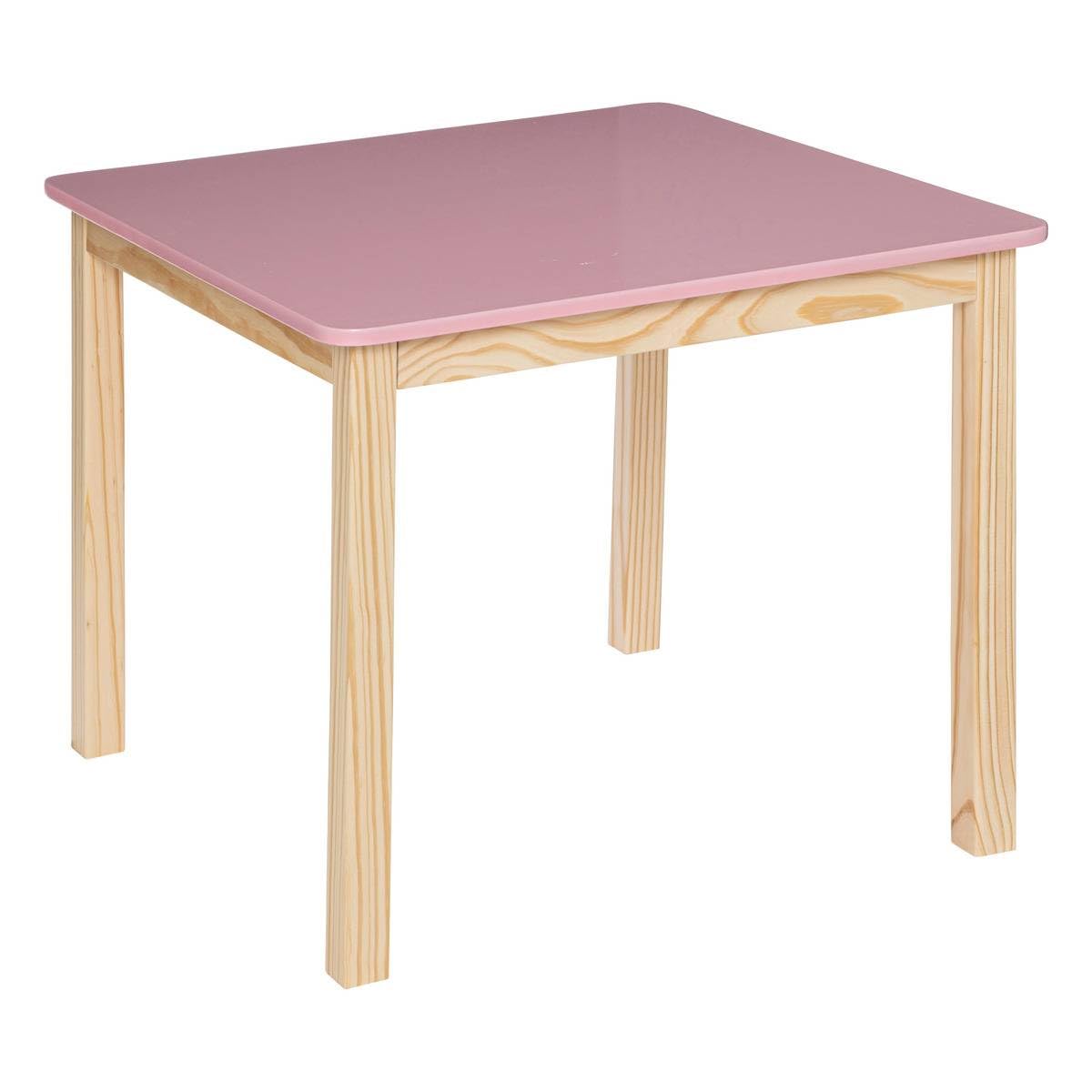 Table carrée pour Enfant en Bois Rose et Naturel H 54.5 cm - Atmosphera