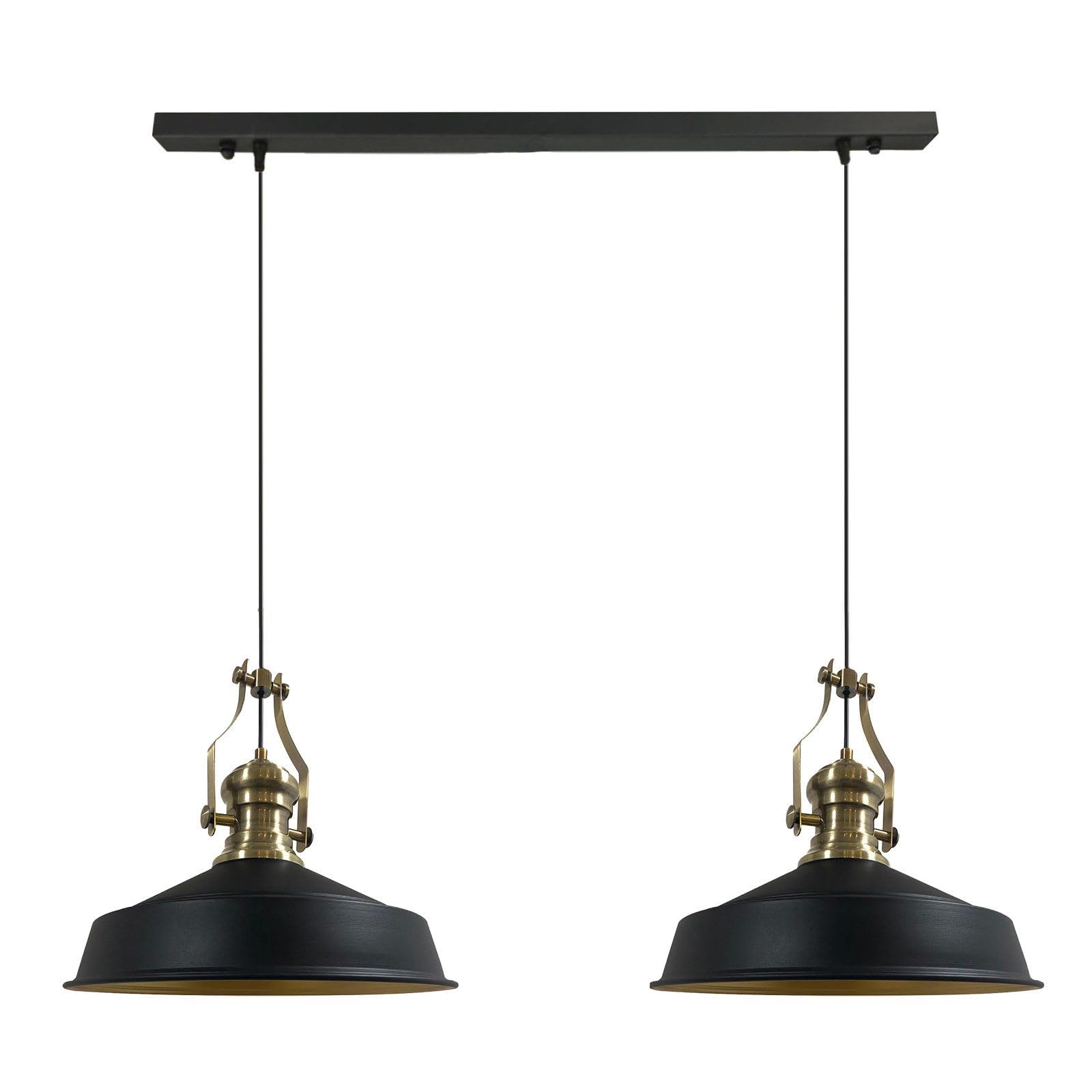 bamyum Pendelleuchte Esstisch Schwarz 2 Flammig Metall 40cm