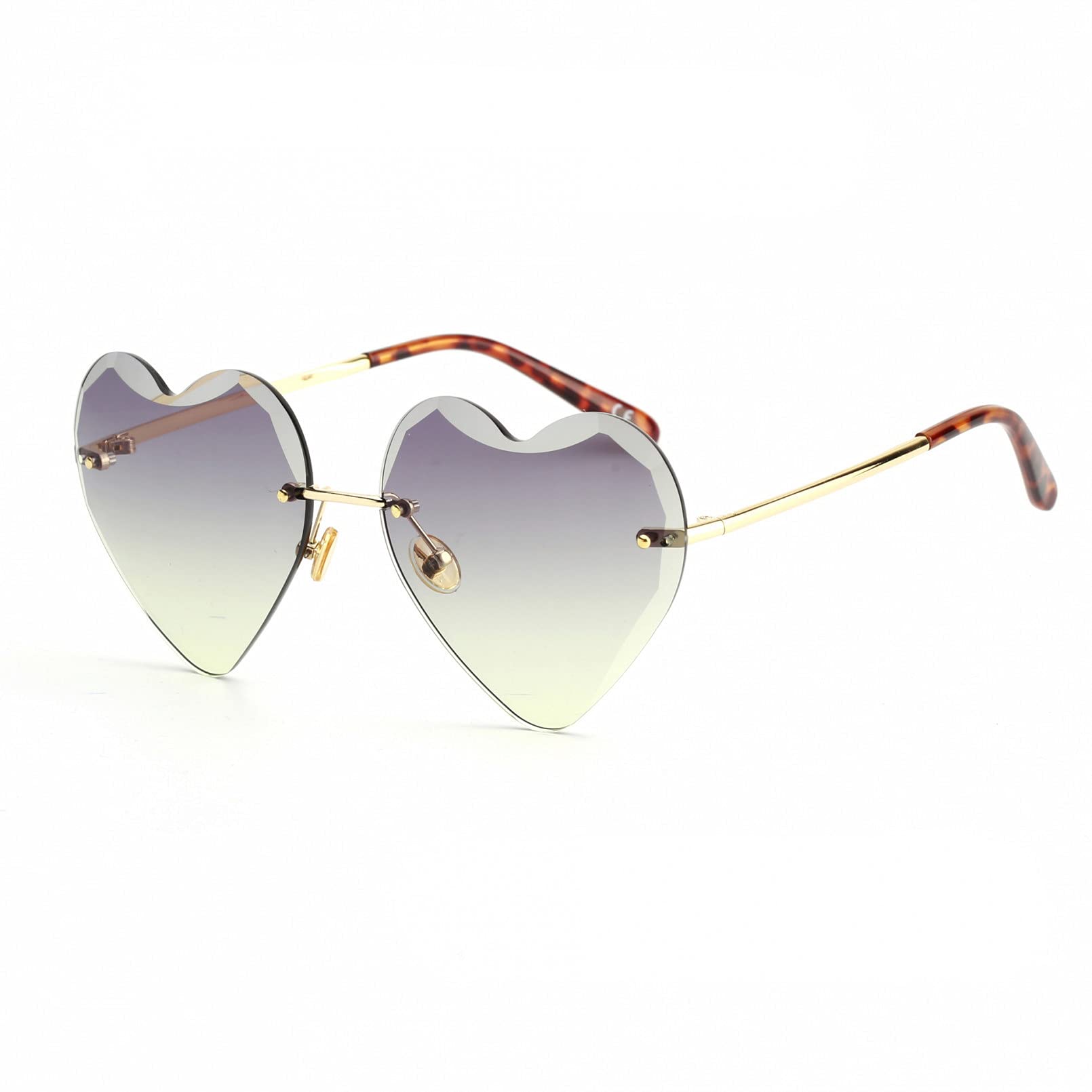 BAJIE Sonnenbrillen Sonnenbrillen Fashion Heart Sonnenbrillen Love Frameless Trimmen Trendy Sonnenbrillen Damen Sonnenbrillen Damen