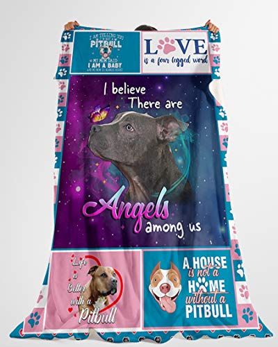 Cholyme Llc Fleece Blanket I Believed There Are Angels Among Us Pitbull 60X80 Inch Bed Throw Tapestry Blanket Gift For Fathers Day, Christmas, Thanksgiving, New Years, Papa, Son, Dad, Wife N1052 #TOP3