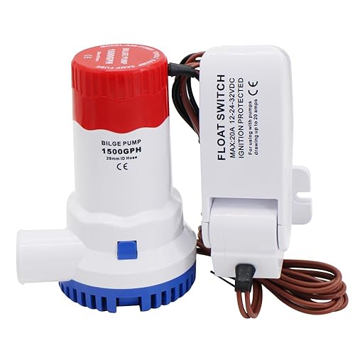 YQMIGU Bomba de sentina de 1500 Gph de 12 voltios, la bomba de agua para barco ocupa poco espacio y tiene un sonido silencioso, adecuada para barcos