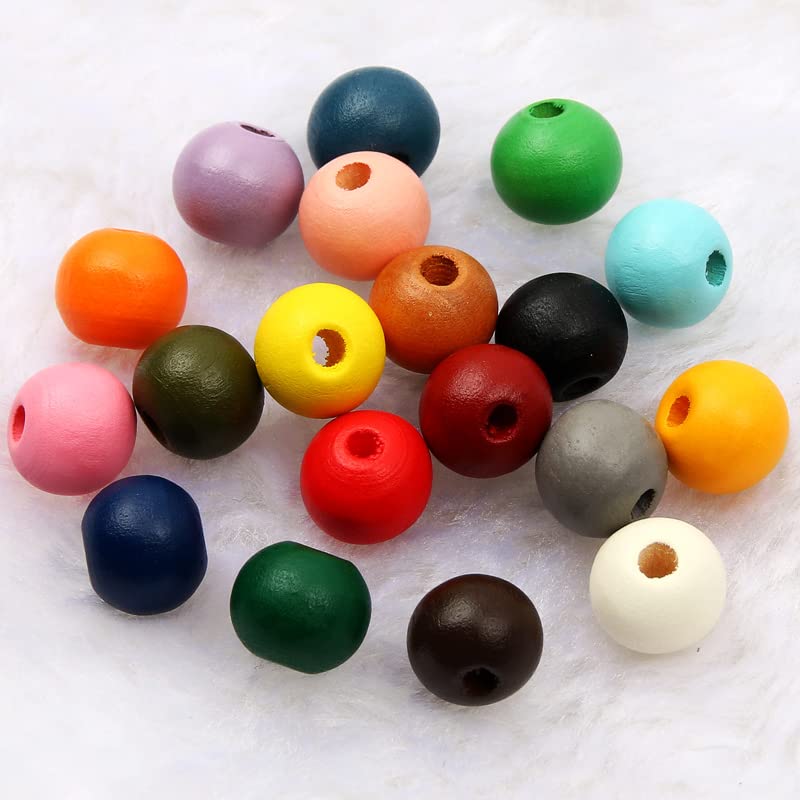 100 Bunte Holzperlen Zum Basteln – 20 Mm Durchmesser, Naturbelassen Und Poliert Für DIY-Projekte