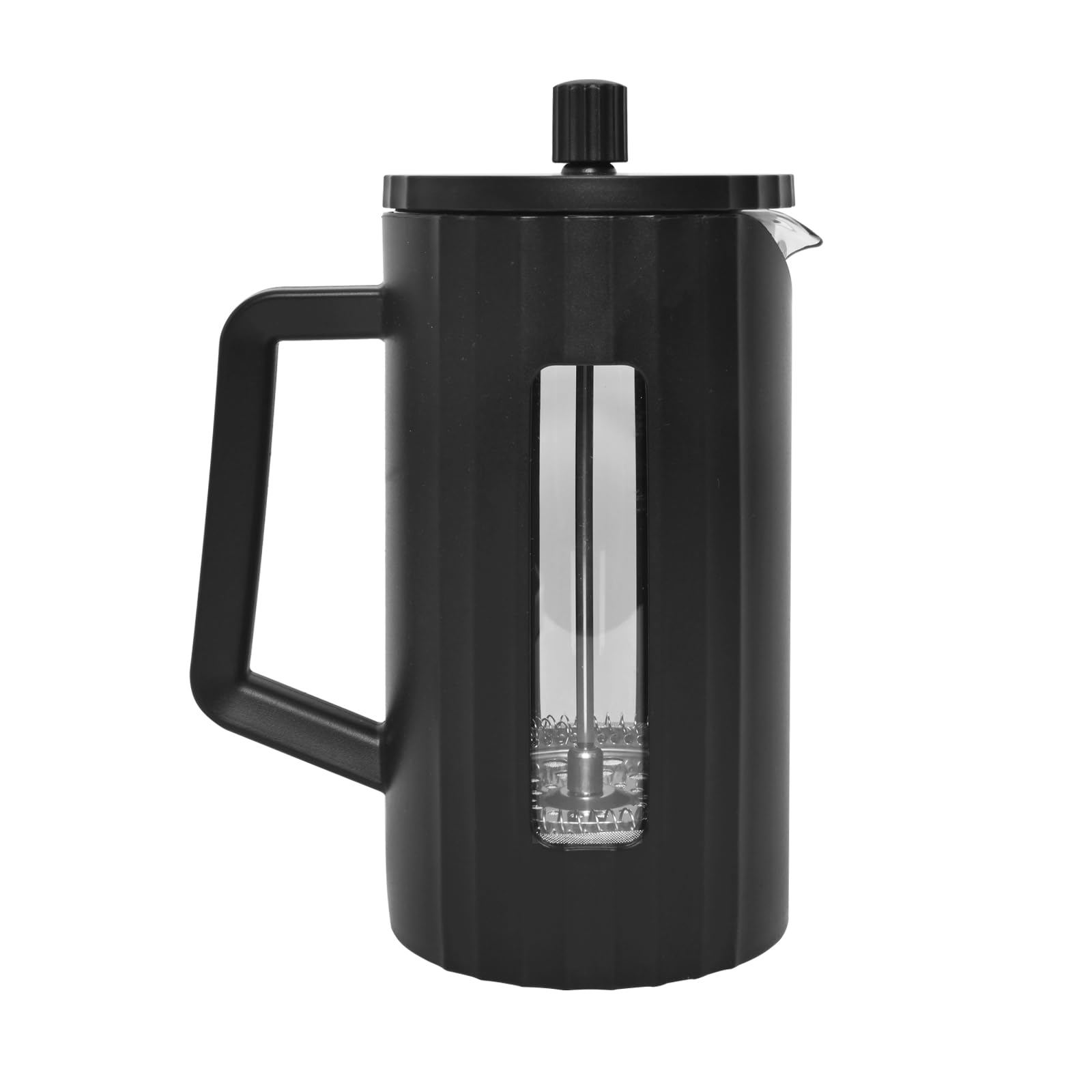 The jze French press, borosilicate glass French press coffee maker, 3 layer stainless steel tea press,34oz large french press, suitable for home, office, kitchen, travel, fashion black