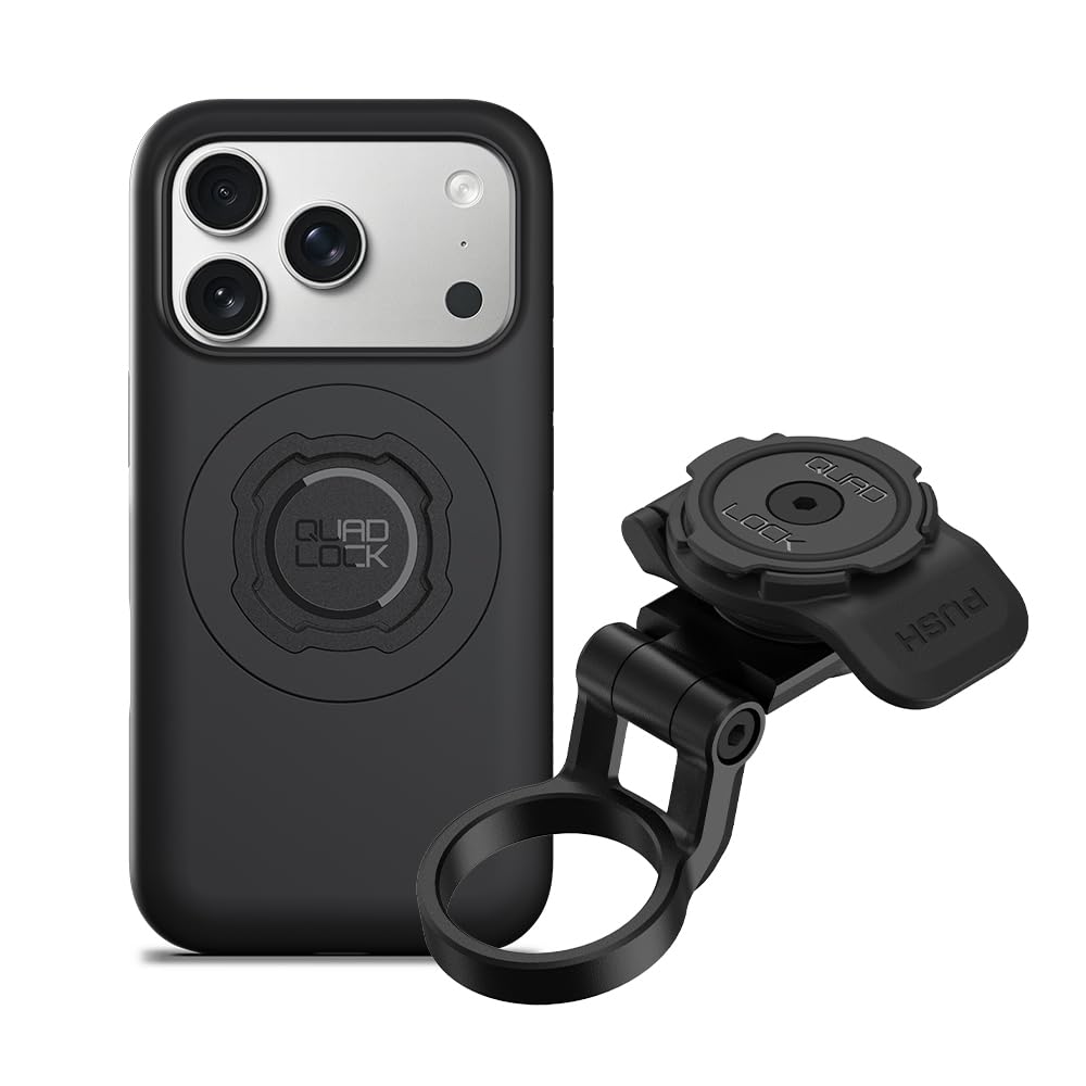 Quad Lock Stem Cap Mount (Adjustable) Bike Kit with iPhone 17 Pro MAG Phone Case