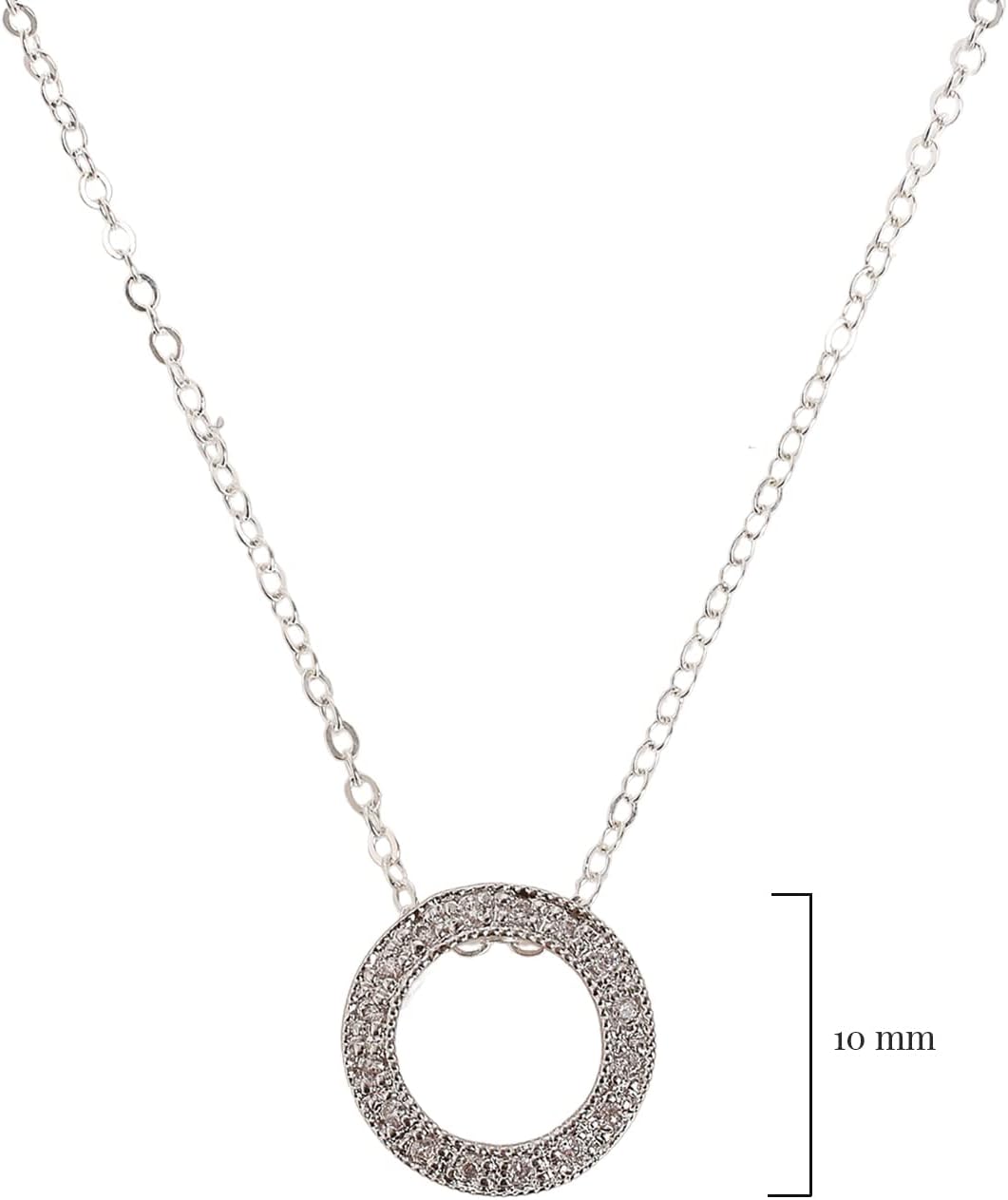 Designed By Stacey Handmade Sterling Silver Necklace, Floating Circle Cubic Zirconia Pendant Jewelry, Gifts for Women, Birthday, Anniversary, Wedding, Prom, Homecoming, 16 to 18" Adjustable Chain - Image 5